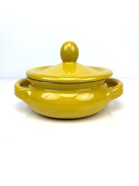 DE SILVA‎ Italy NWT 8" Yellow Terracotta Oven Casserole w/Lid & Handles